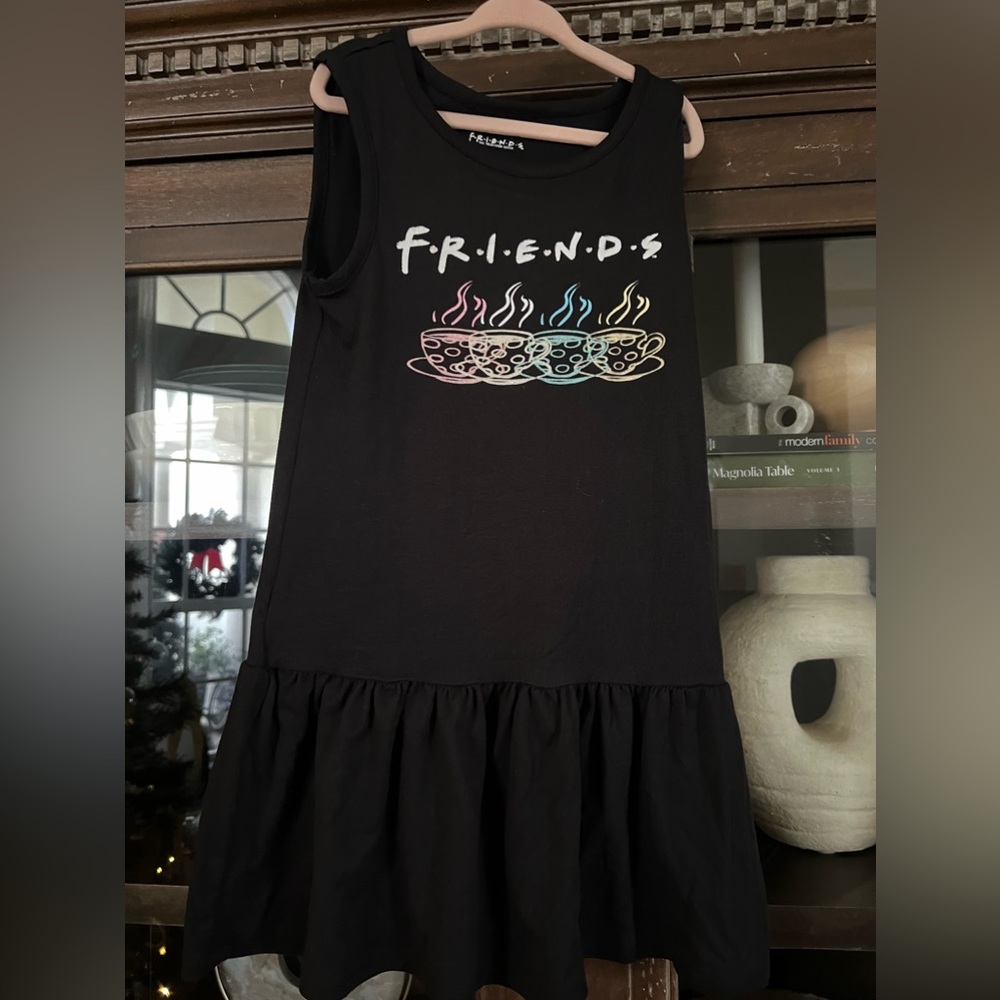 NEw friends Girls dress size 6 friends black ruffle hem soft tank dress